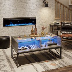 Bestier LED Coffee Tables with Glass Top