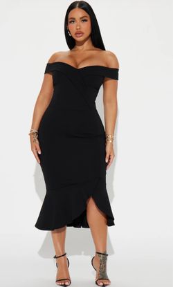 Off Shoulder Body Sculpting Midi Dress Large