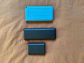 Three USB Power banks (Anker and MyCharge)