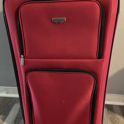 24”red Pulley Suitcase 15.00 / Canvas
