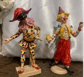 VINTAGE ITALIAN HARLEQUIN JESTER & CLOWN FIGURINES – HAND PAINTED MADE IN ITALY