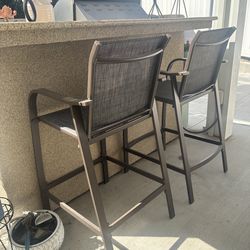 Outdoor Bar Stools (Set of 2) – Metal Frame w/ Mesh Seats