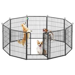 Dog Playpen Indoor Outdoor 10 Panels 32" Height Dog Fence Puppy Exercise Pen with Doors