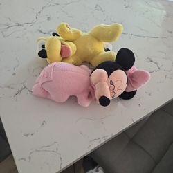 DISNEY PARKS STUFFED PLUSH BABY MINNIE 12" AND BABY PLUTO 12"