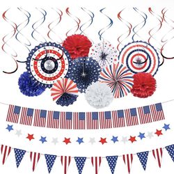 25PCS 4th of July Decorations Party Supplies, Red White and Blue 