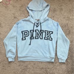 Pink Victoria Secret Pull Over Sweater With Hoodie 