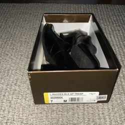 New Franco Sarto Black Leather Square Toe with 2 inch Block Heels