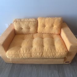 Orange Plush Loveseat/Futon