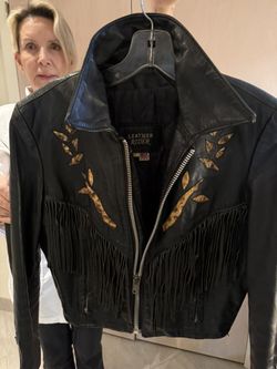 Black Leather Jacket Never worn Size 10