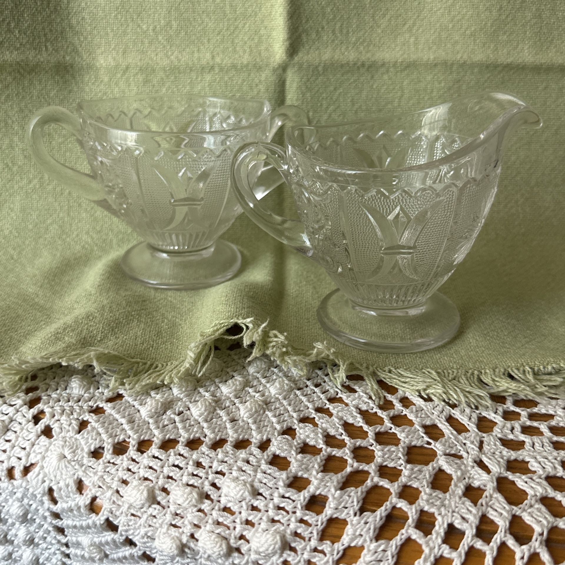 Antique Westmoreland glass Cream And Sugar