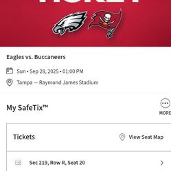 2 Tickets To Bucs Eagle Game Today Sect 219.