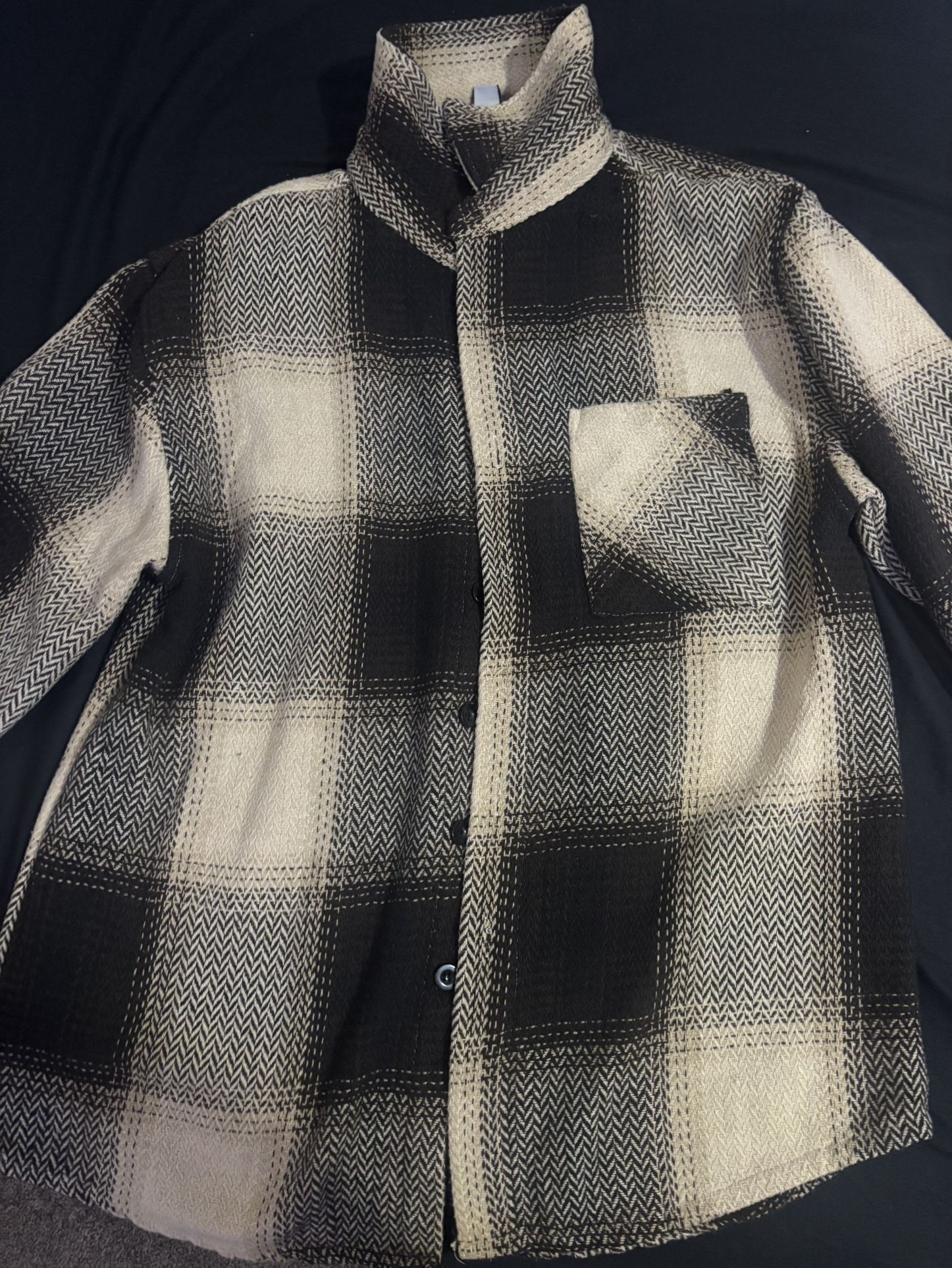 Tan & Black Long sleeve Cardigan Button Up