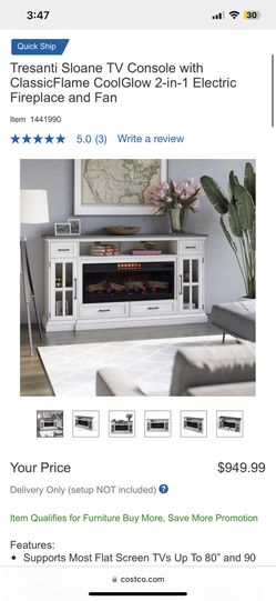 Tresanti Sloane TV Console with ClassicFlame CoolGlow 2-in-1 Electric  Fireplace and Fan for Sale in Stockton, CA - OfferUp
