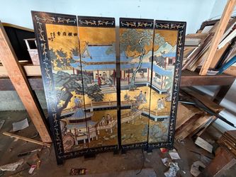 Chinese 4-Panel Lacquer Room Divider Screen