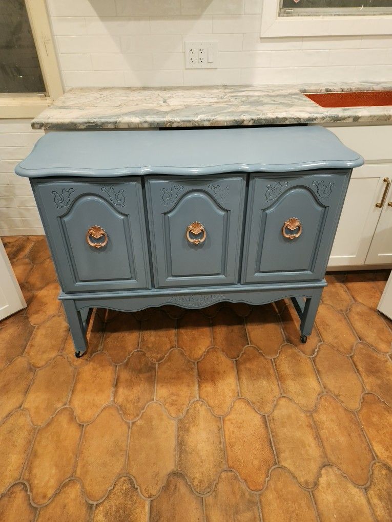 Slate Blue Kitchen Island Buffet On Casters