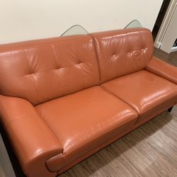 Red Leather Couch Sofa
