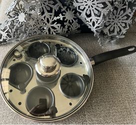 9pc Costco Wholesale 9” Stainless Steel Non-Stick Stove-Top 6 Egg Poacher Set