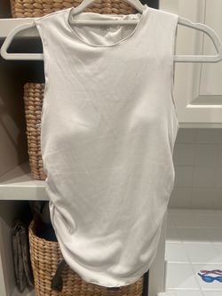 Alo Yoga White Ribbed Sleeveless Tank Top