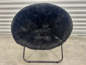Black Faux Fur Saucer Chair