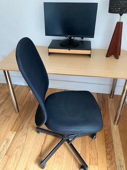 Entire desk setup (Desk, legs, monitor, stand, lamp, and chair!)