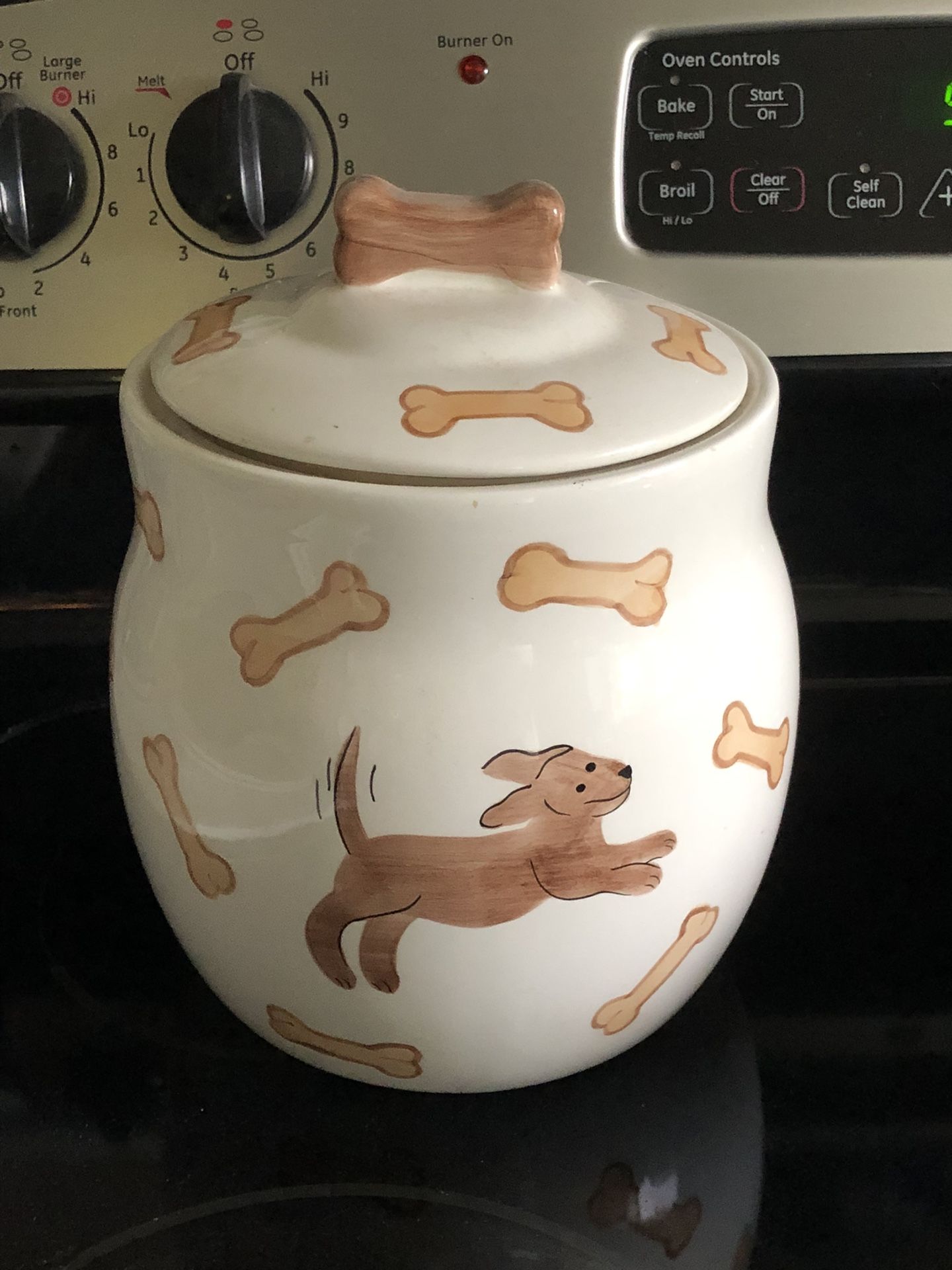 Large Ceramic Dog Bone Canister, Doggie Cookie Jar