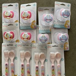 Disney Princess Pacifier & Silverware Cinderella & Belle