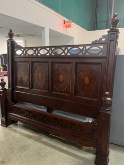 King size solid wood bed include king bed, rails, and footboard