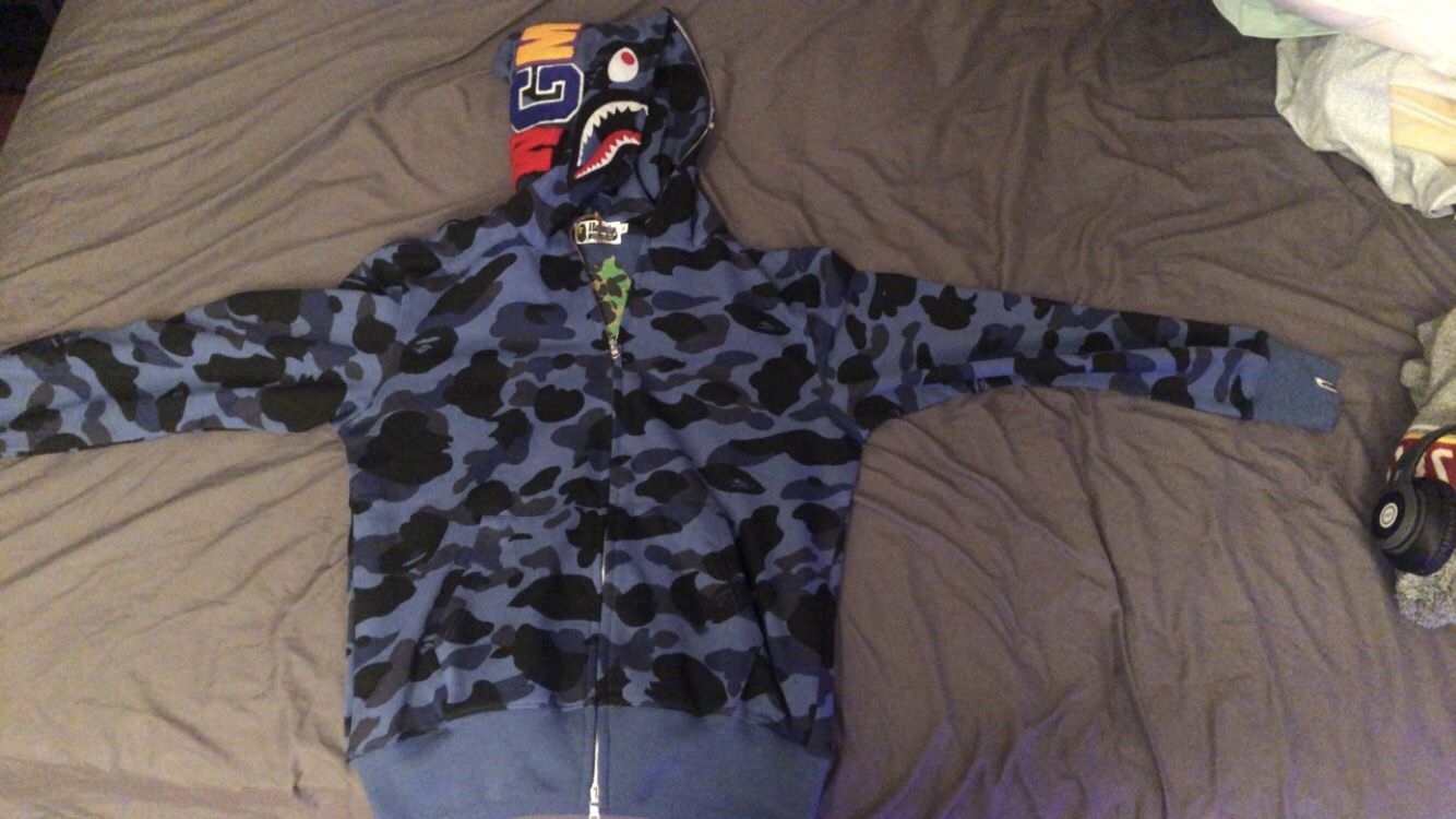 BAPE Color Camo Shark Full Zip Hoodie Blue