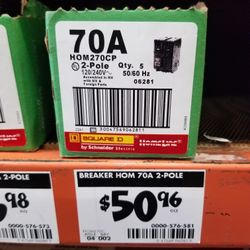 70 Amp 2 Pole Breakers $40 Each.