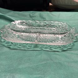 Indiana, pineapple & floral Cristal 11 1/2 " 3 part relish