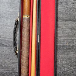 Vintage 2 Piece Pool Cue Stick & Case - Leather Grip Heavy Quality 