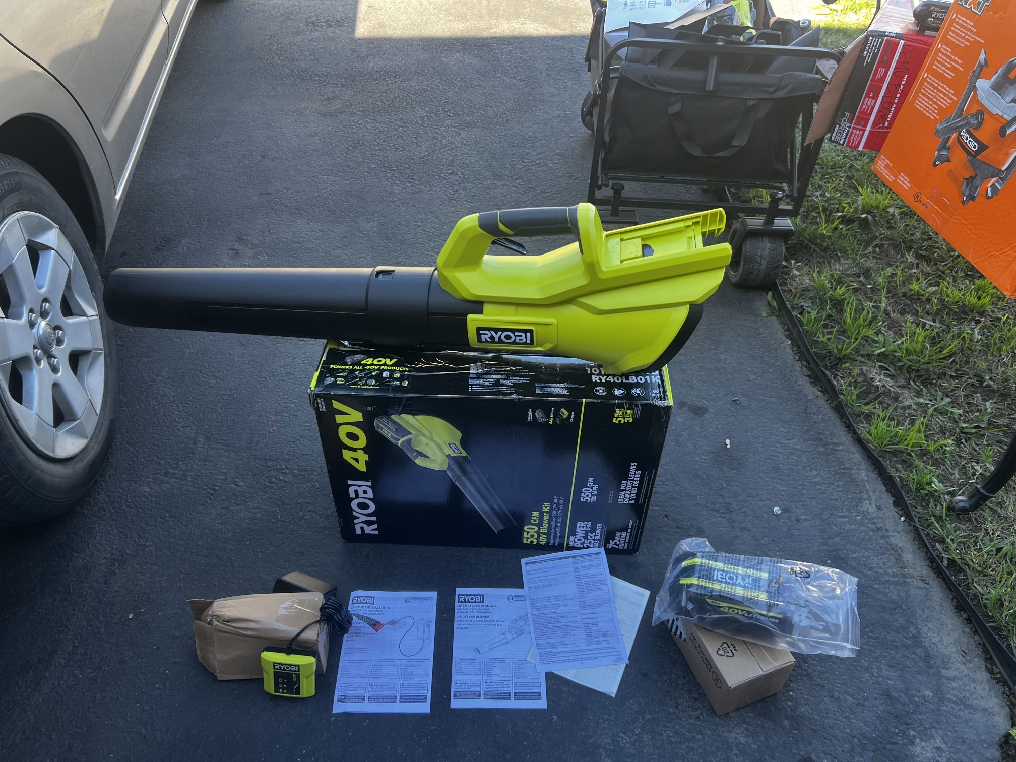 RYOBI BLOWER 40V 120 MPH 550 CFM Cordless Battery Leaf Blower With Battery and Charger