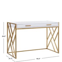 Safavieh Home Office Elaine Modern White and Gold 1-drawer Desk