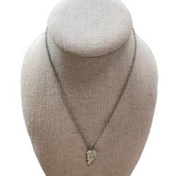 Silver Toned Half Heart Lil Sis Pendant Necklace