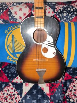Vintage Sunburst Parlor Acoustic Guitar