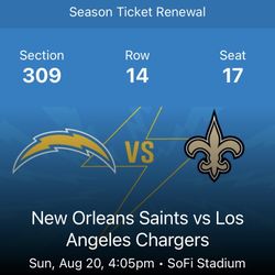 2 Chargers vs Saints Tix