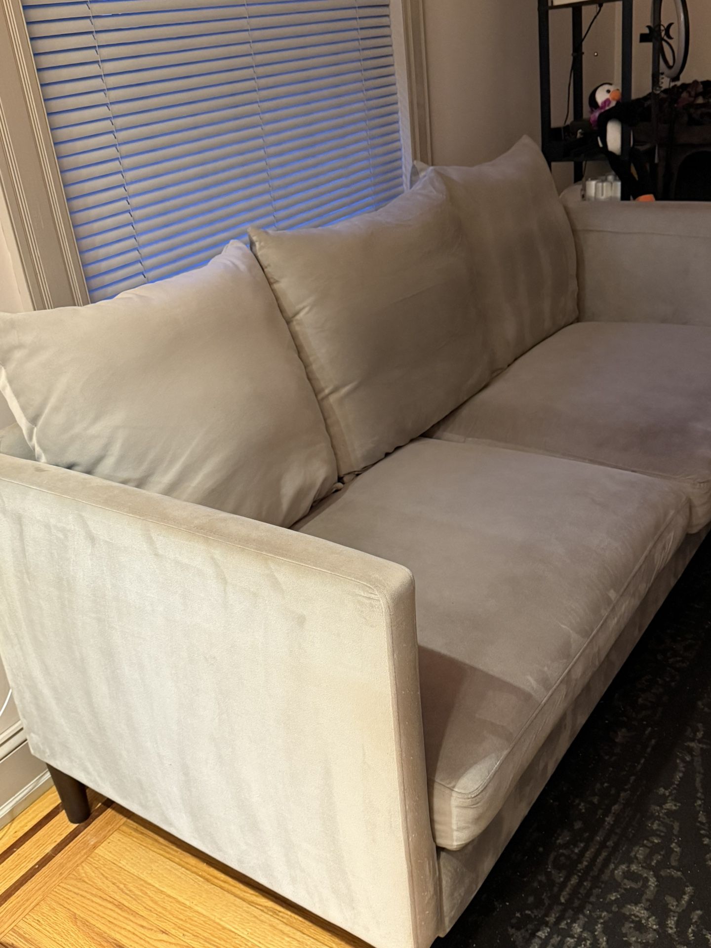 Pillowback Sofa, Light Gray Velvet