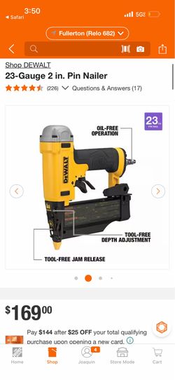 DEWALT 23-Gauge 2 in. Pin Nailer