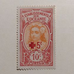 French Oceania 1915 Red Cross good MH VF stamp.