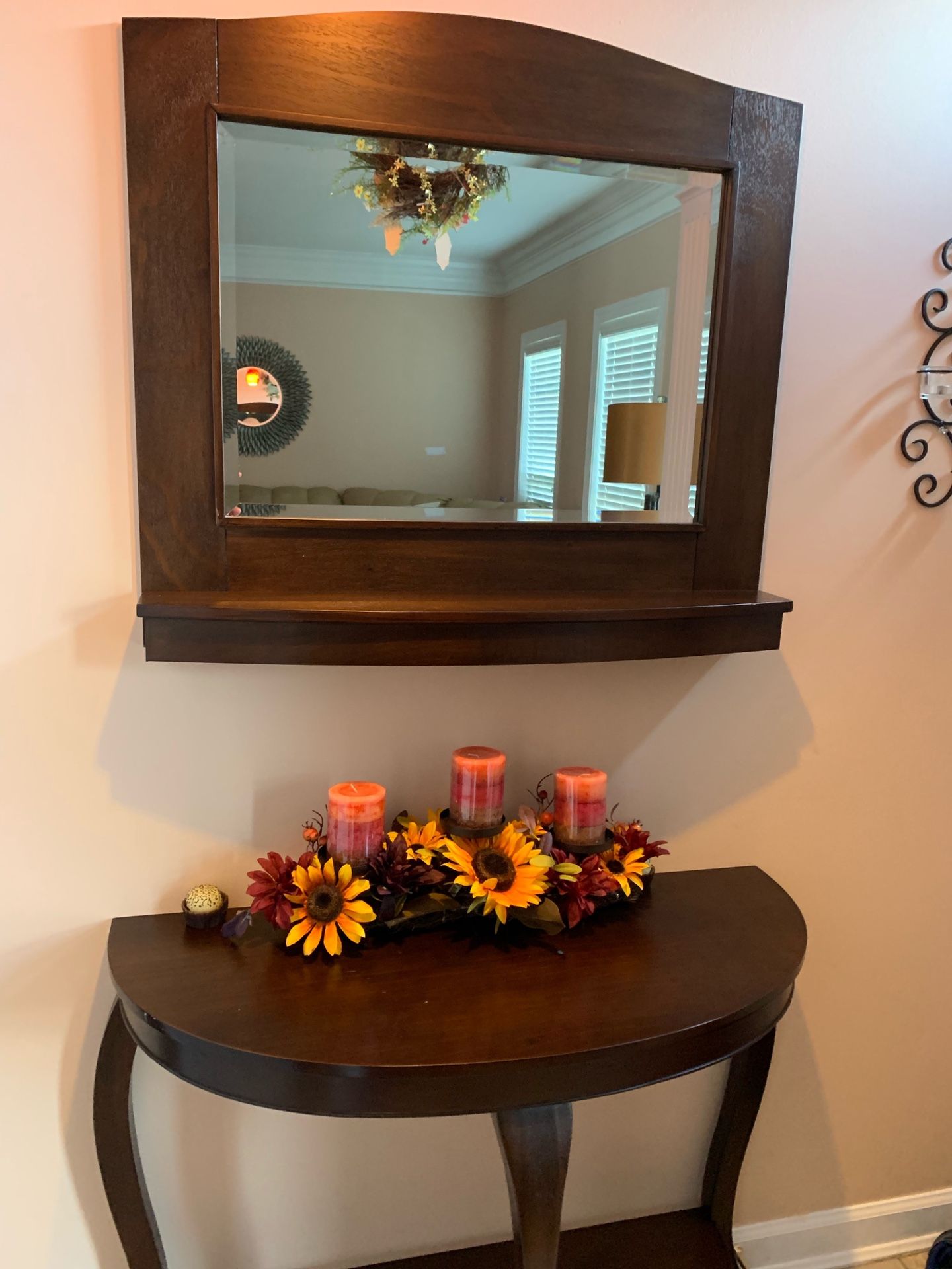 Beautiful entryway solid hardwood table and mirror