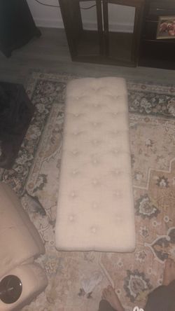 Cream Tufted Upholstered Bench Ottoman
