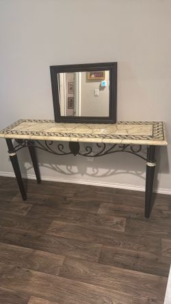 Marble Table And Black Mirror 