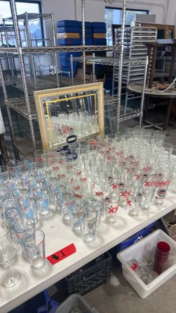 Chairs glasses stainless steel etc
