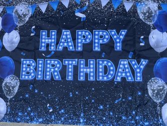 Happy birthday blue backdrop
