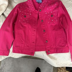 Oversized Pink Sparkly Jean Jacket
