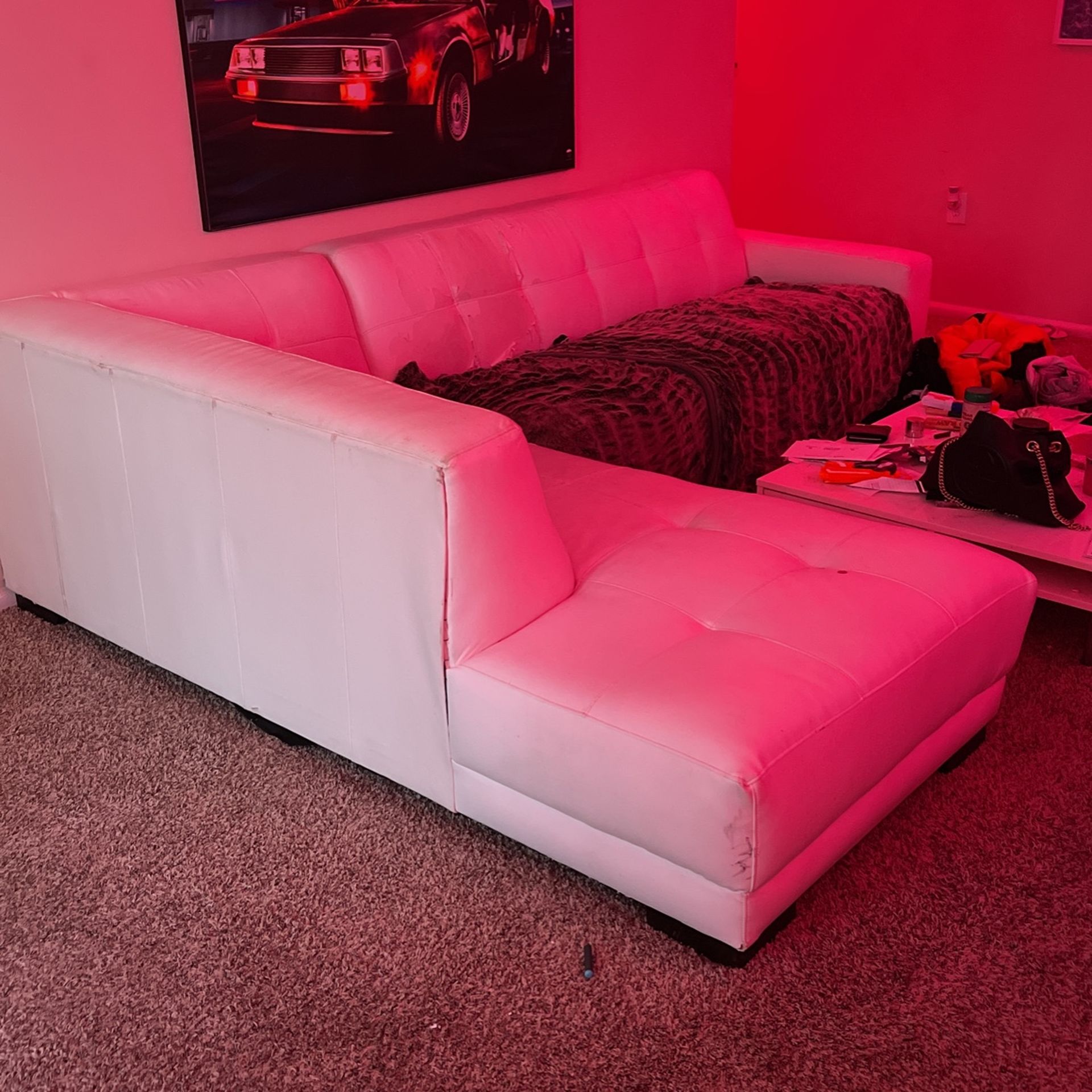 Two piece White Leather Couch (need gone asap)