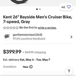 Kent Bayside 2600 7 Speed Grey Bicycle Bicycle 