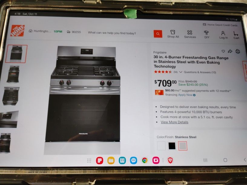 Frigidaire Stove 30" Brand New Never Used FFGF3047LSJ