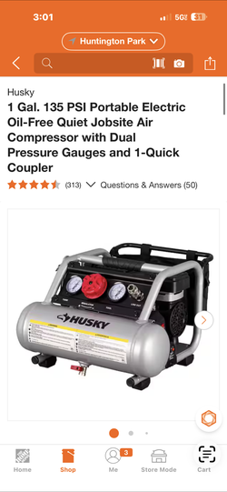 Husky 1 Gal. 135 PSI Portable Electric Oil-Free