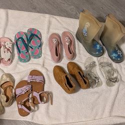 Like New 9 Pairs Of Little Girls Shoes. All Different Kinds .